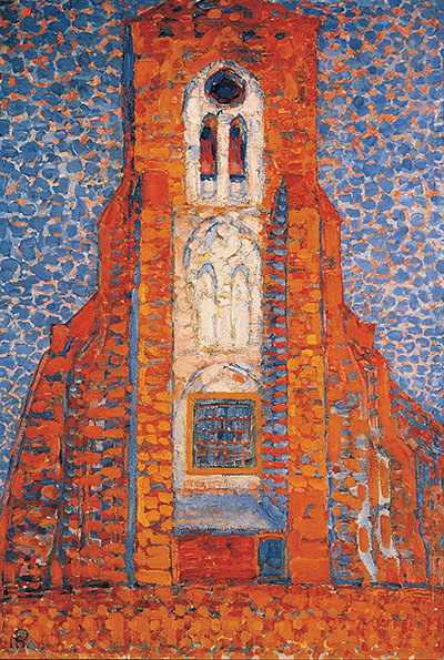 Sun, Church in Zeeland, Zoutelande Church Facade Piet Mondrian